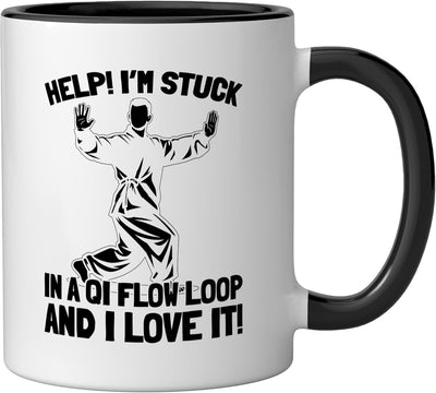 Taza Cerámica Qigong Respiración Meditación Negro/Blanco
