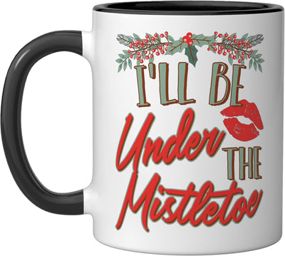 Taza Cerámica Frase Beso Navidad Negro/Blanco