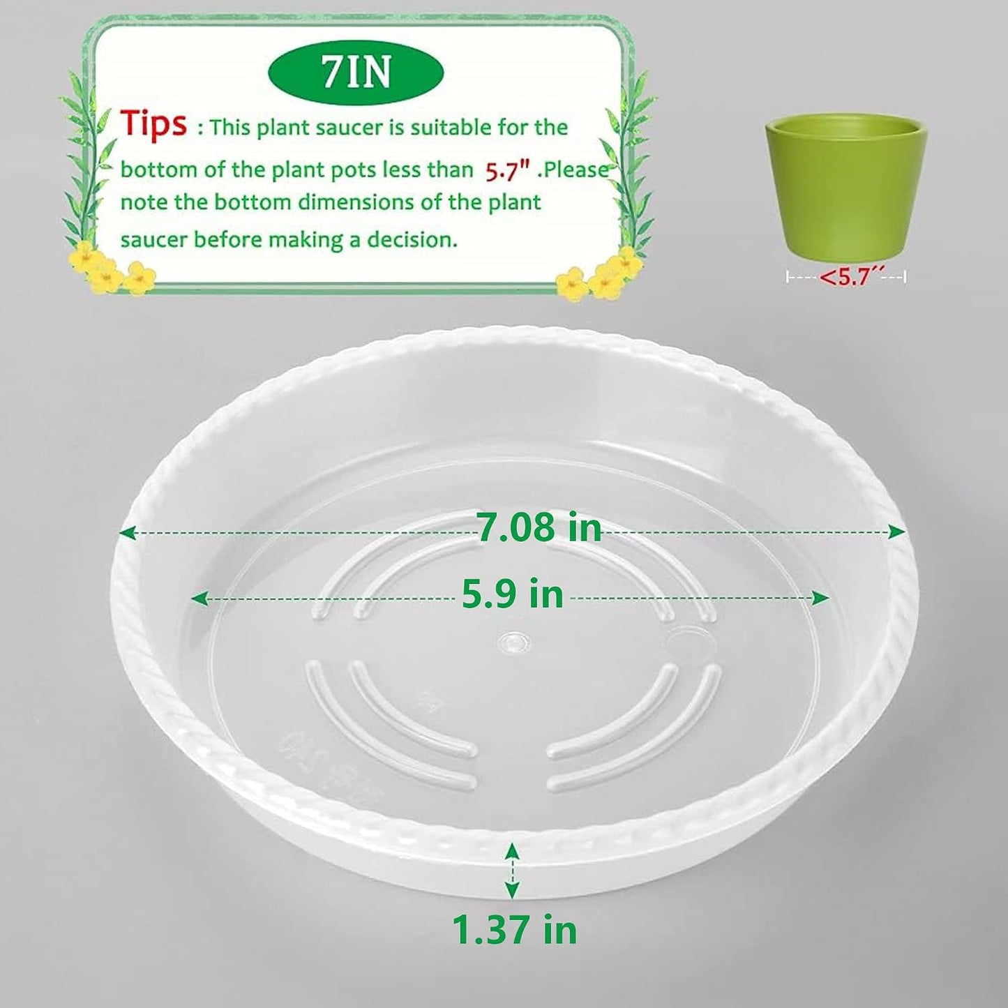 8 Pzas Bandejas Goteo 7pulg Plástico Resistente para Plantas