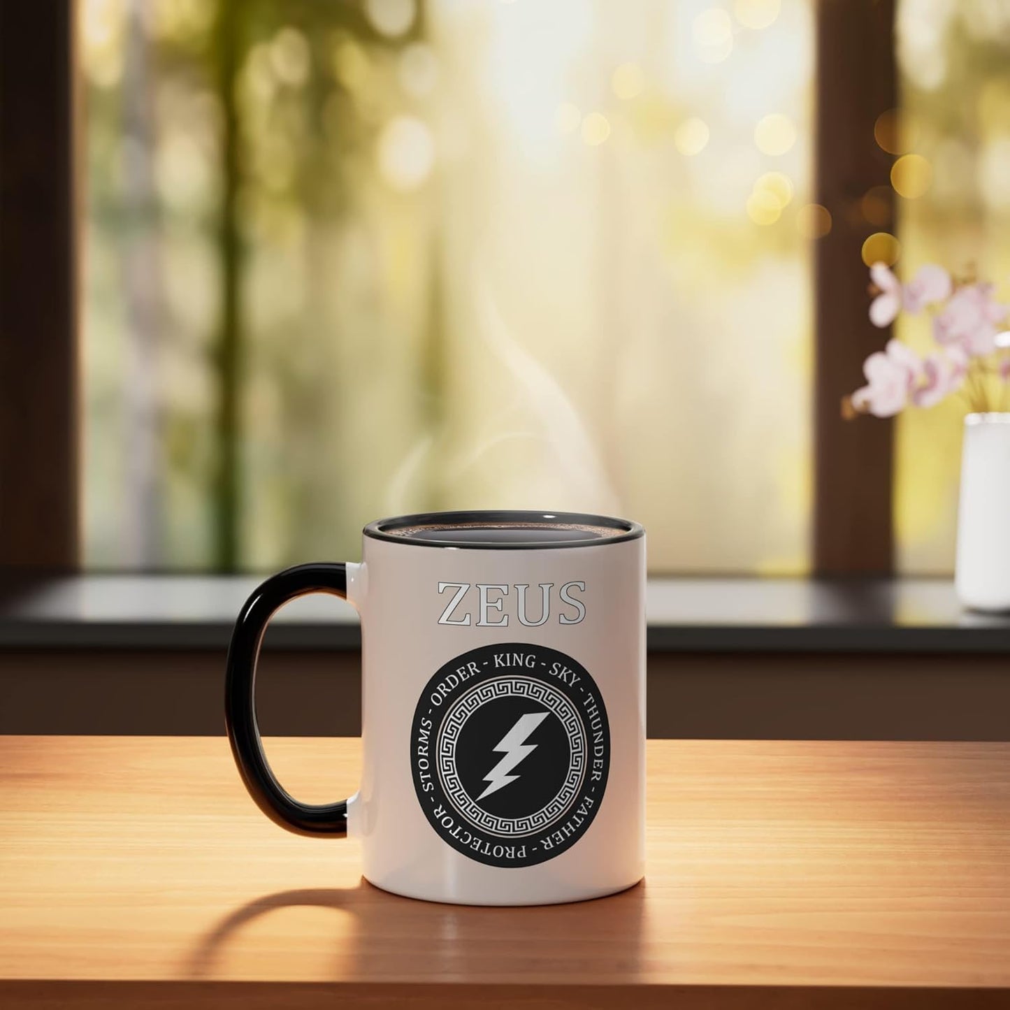Taza cerámica dios griego Zeus negro/blanco