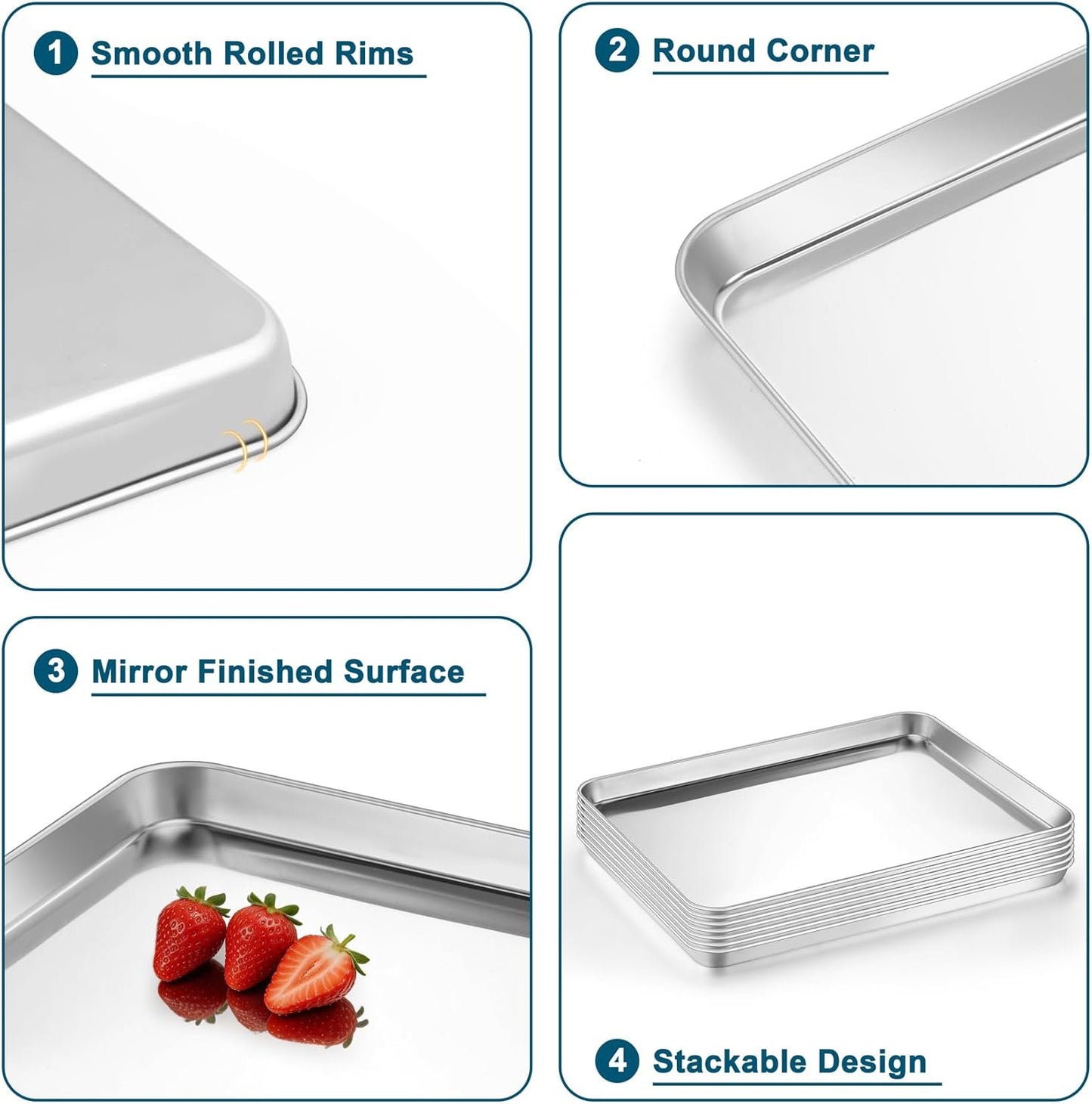 Set 6 bandejas acero inox tamaño medio hornear asar servir