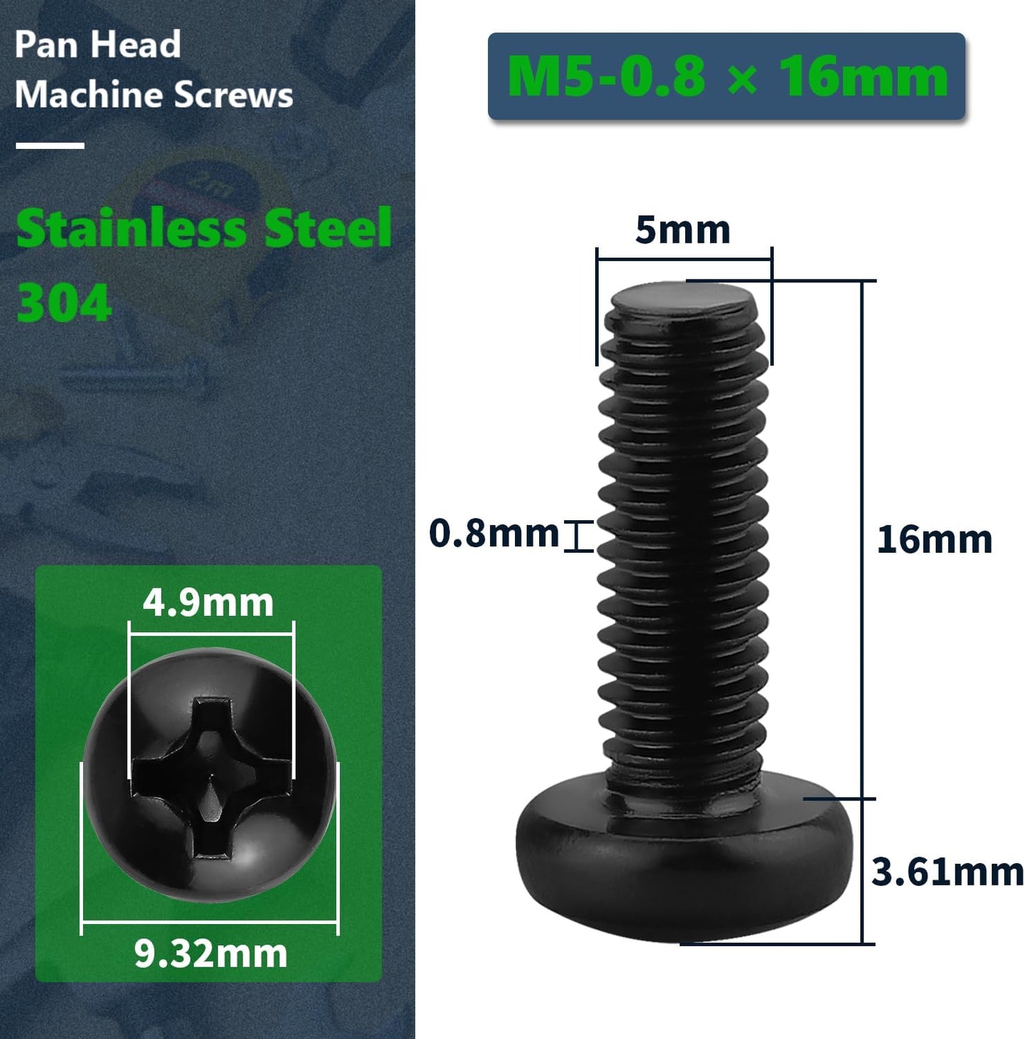 Broca acero inox 304 M5-0.031x0.630pulg