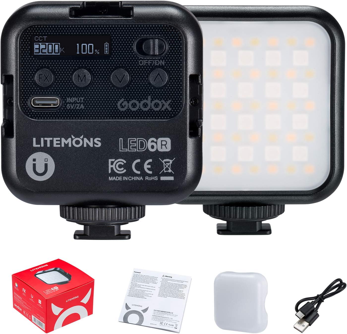 Luz LED RGB para video con 36000 colores y 13 efectos FX