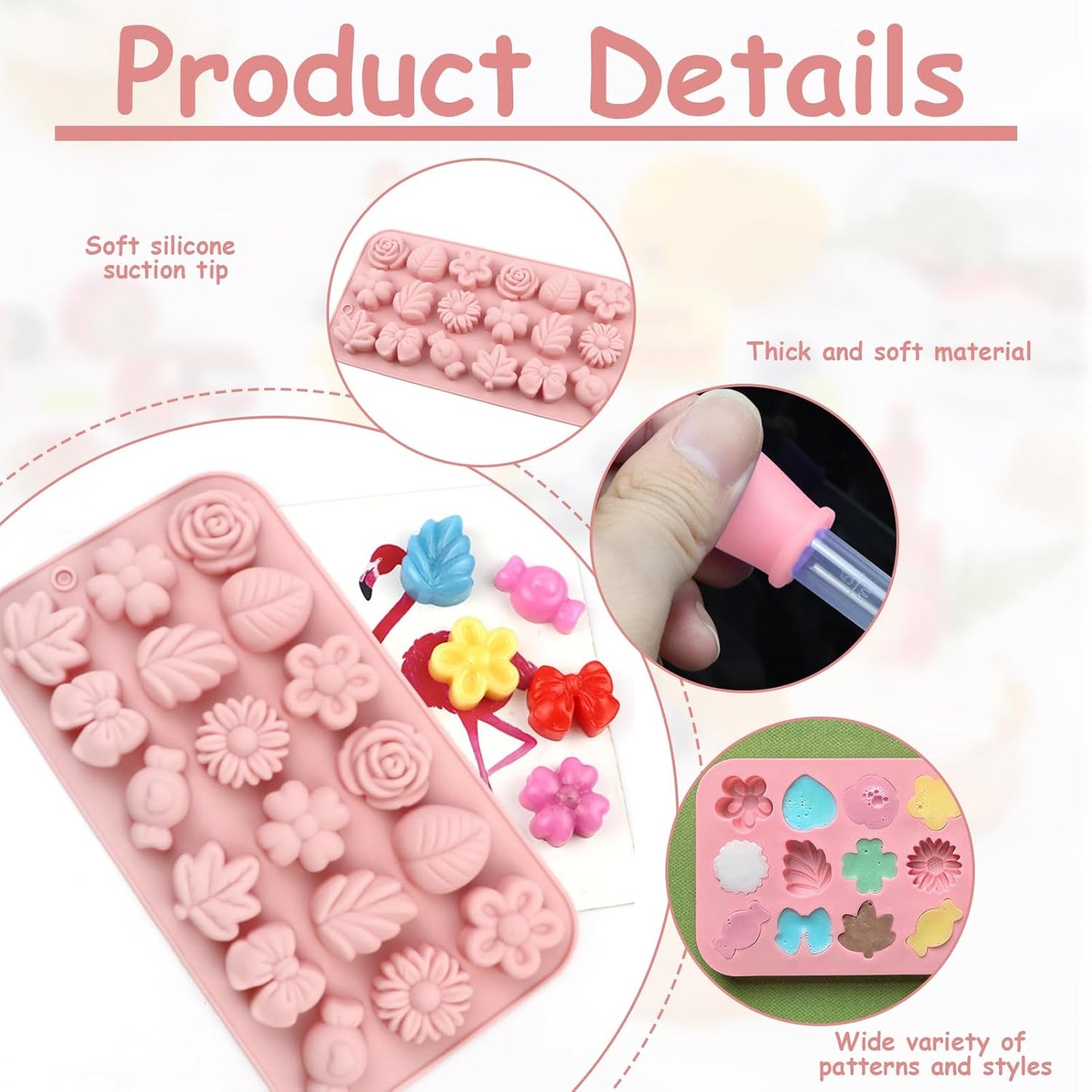 Moldes de flores de silicona para chocolate, dulces, galletas y postres