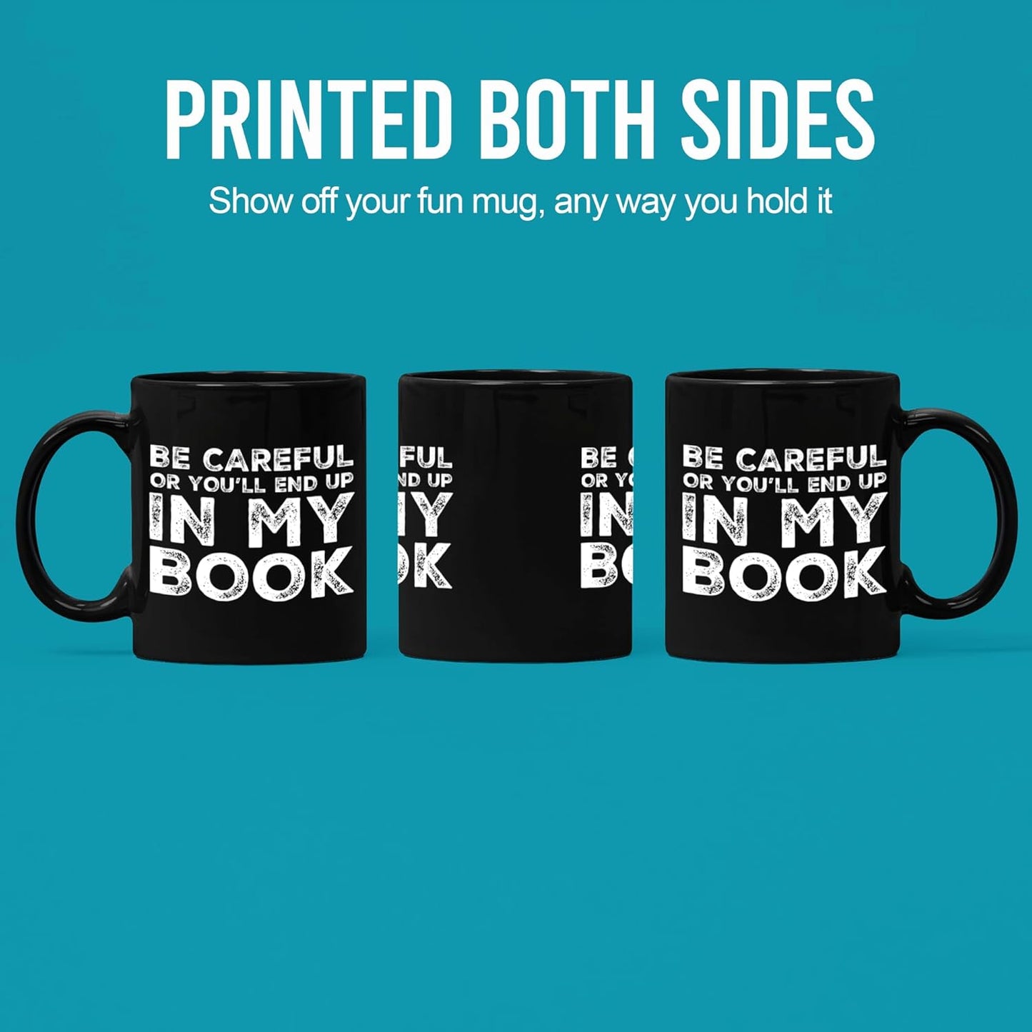 Taza de café de cerámica Panvola con texto en inglés, color negro