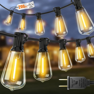 Tira luces exteriores 200ft 652 bombillas ST38 impermeables
