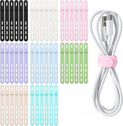 48 Pzas Bridas Silicona 4 Agujeros Envoltura Cable Colorida