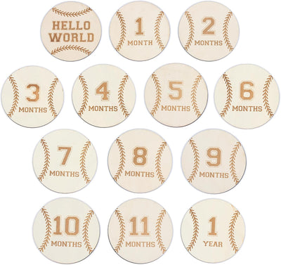 Tarjetas hitos mensuales bebé madera accesorios foto