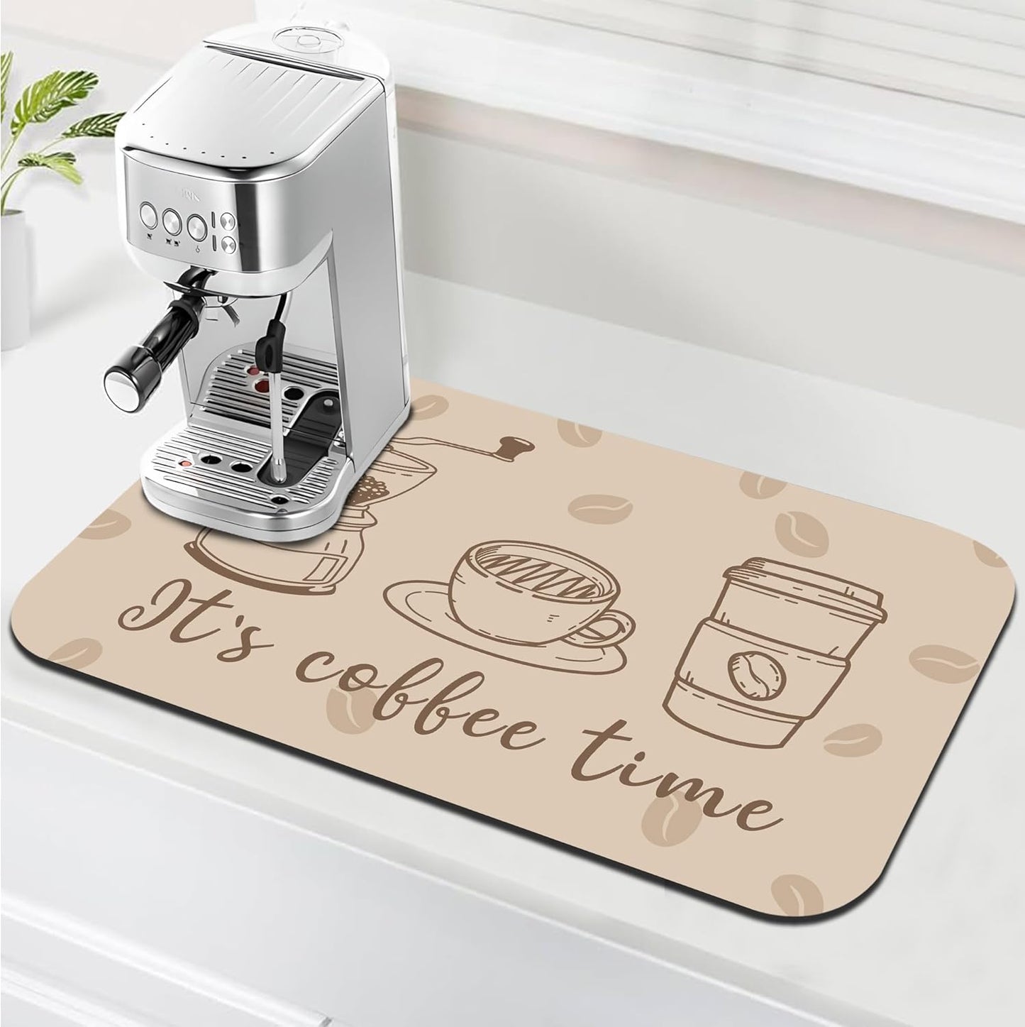 Tapete café 12x19pulg antideslizante absorbente protege encimeras