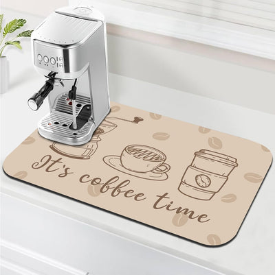 Tapete café 12x19pulg antideslizante absorbente protege encimeras