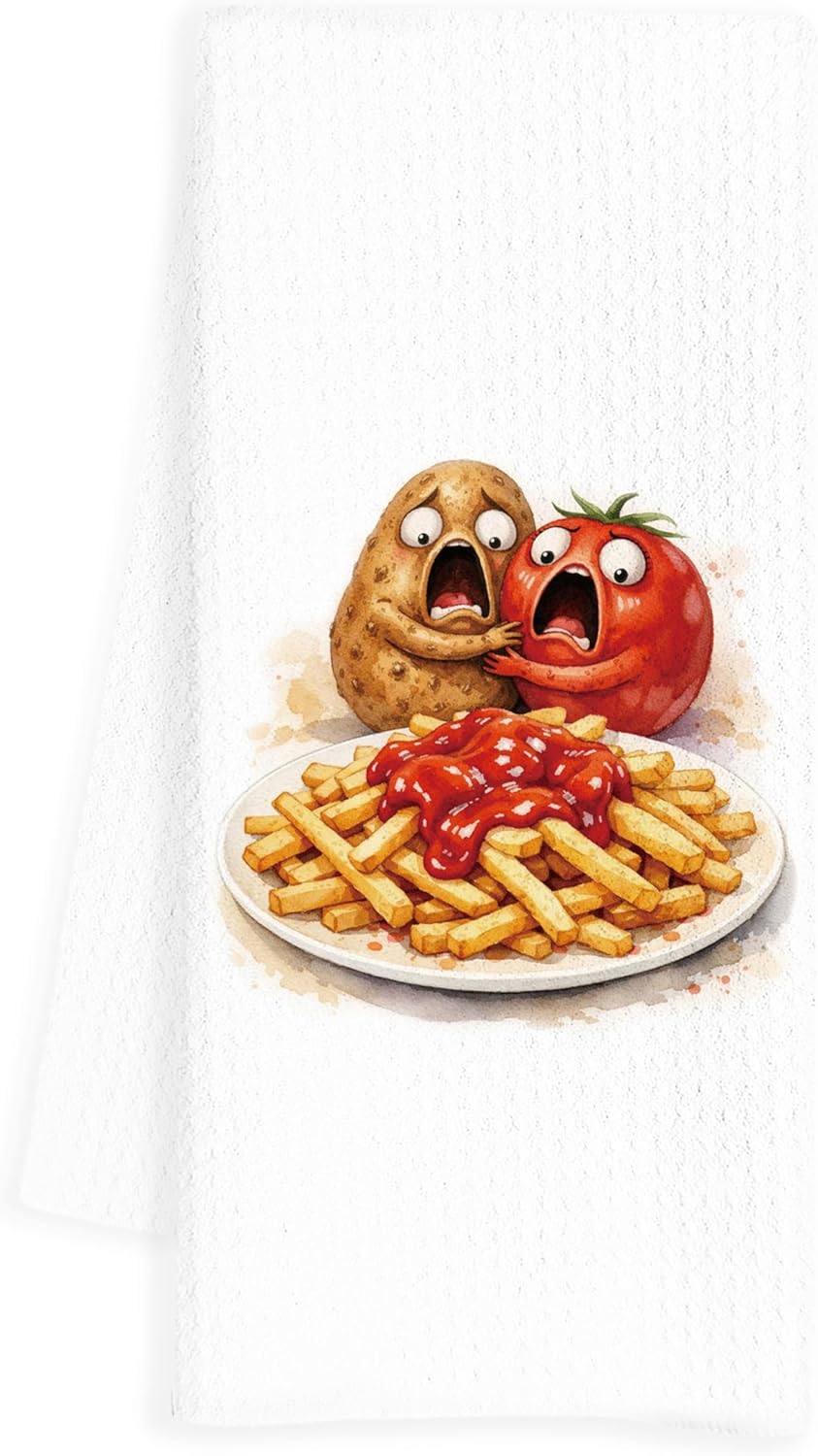 Toallas de cocina decorativas con papas y tomates, 16 x 24 pulgadas