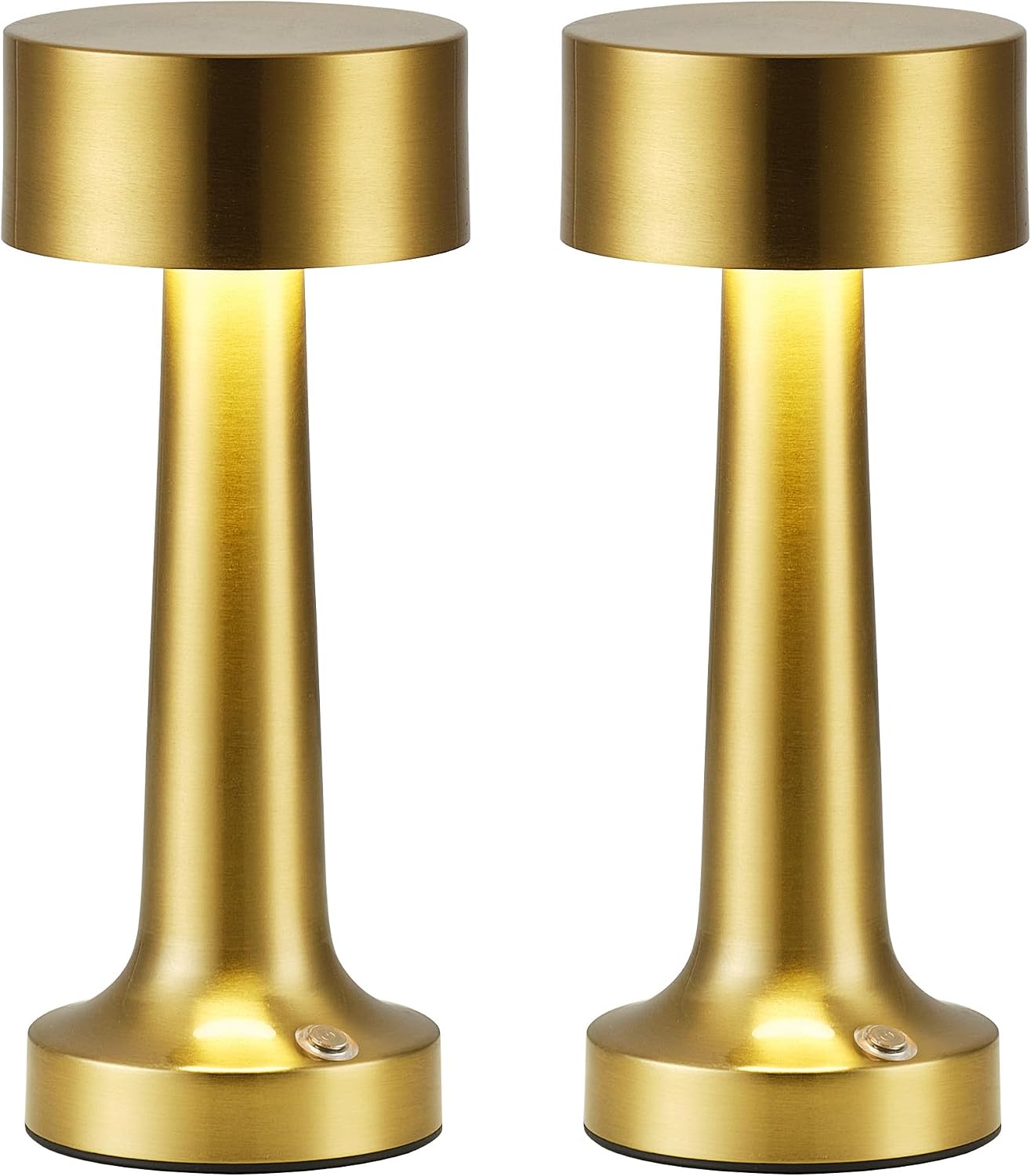 2 Lámparas Mesa Inalámbricas LED Color Dorado Recargable 4000mAh