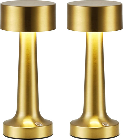 2 Lámparas Mesa Inalámbricas LED Color Dorado Recargable 4000mAh