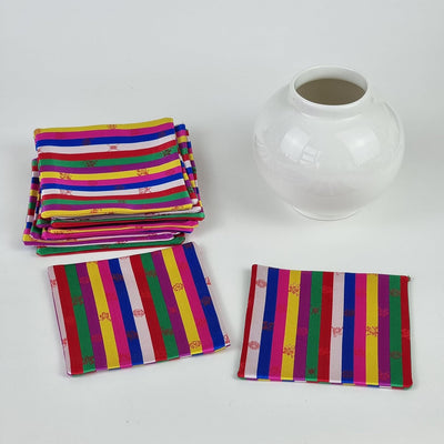 Cojín de mesa de algodón con motivos tradicionales hanbok multicolor