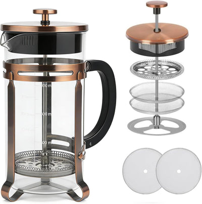 Cafetera prensa francesa 21oz acero inox vidrio cobre