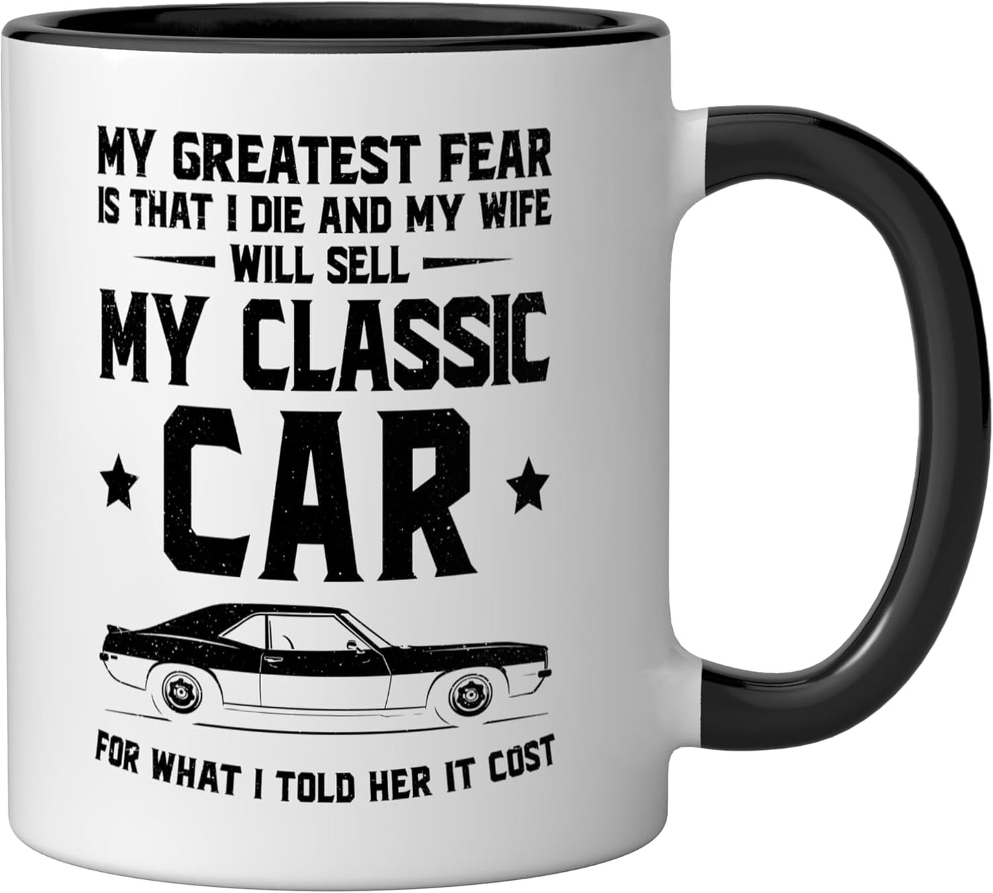 Taza Cerámica Coche Clásico Negro/Blanco