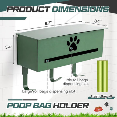 Dispensador bolsas perro pared ganchos metal 200/300 rollos