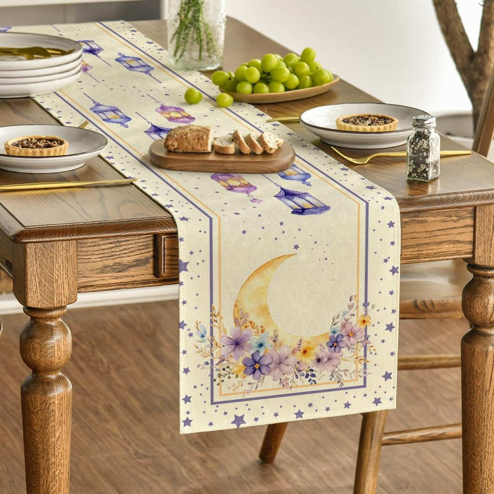 Camino mesa floral farol luna decoración hogar 13x72pulg