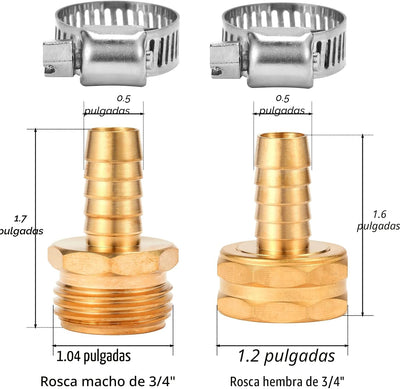 Kit reparación conectores manguera latón acero inox 1/2pulg