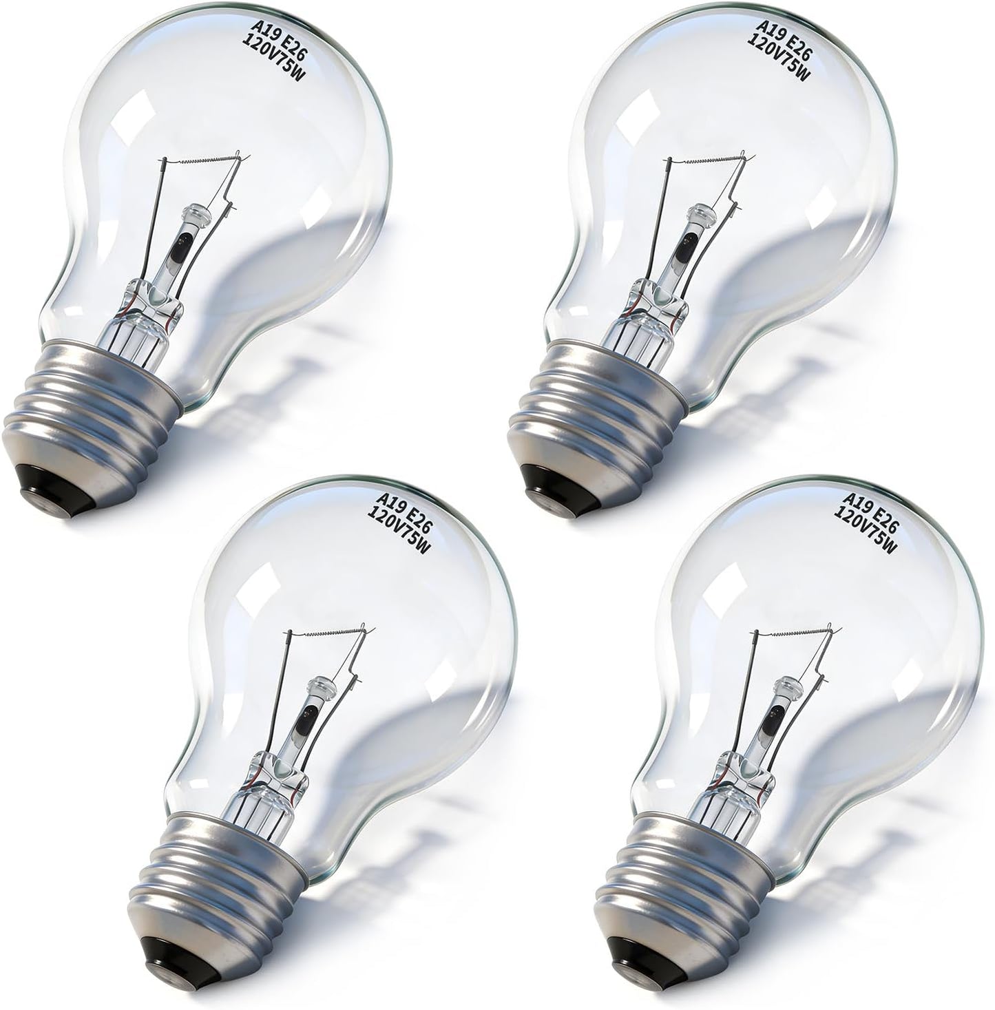 Bombillas incandescentes A19 E26 transparente 75W base mediana