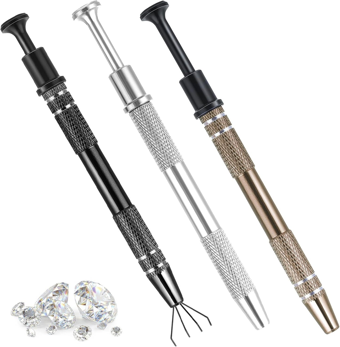 Pinza para joyas acero inox 4 garras set negro marrón plata