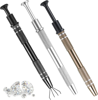 Pinza para joyas acero inox 4 garras set negro marrón plata