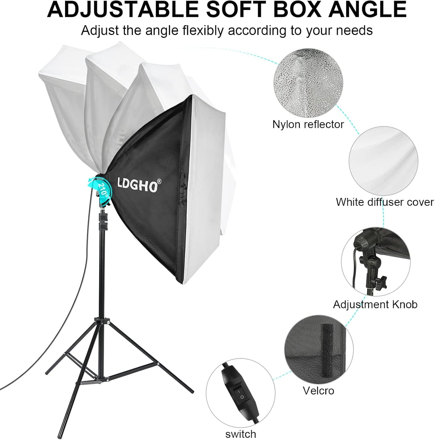 Kit iluminación estudio con telón 8.5x10ft y softbox LED 5500K