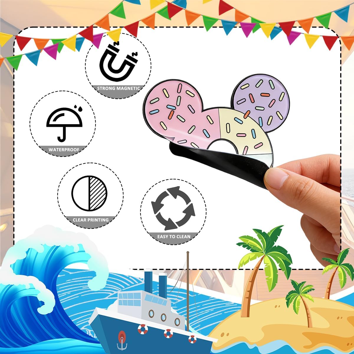 30 adhesivos magnéticos de decoración para puerta de crucero con tema de ratón
