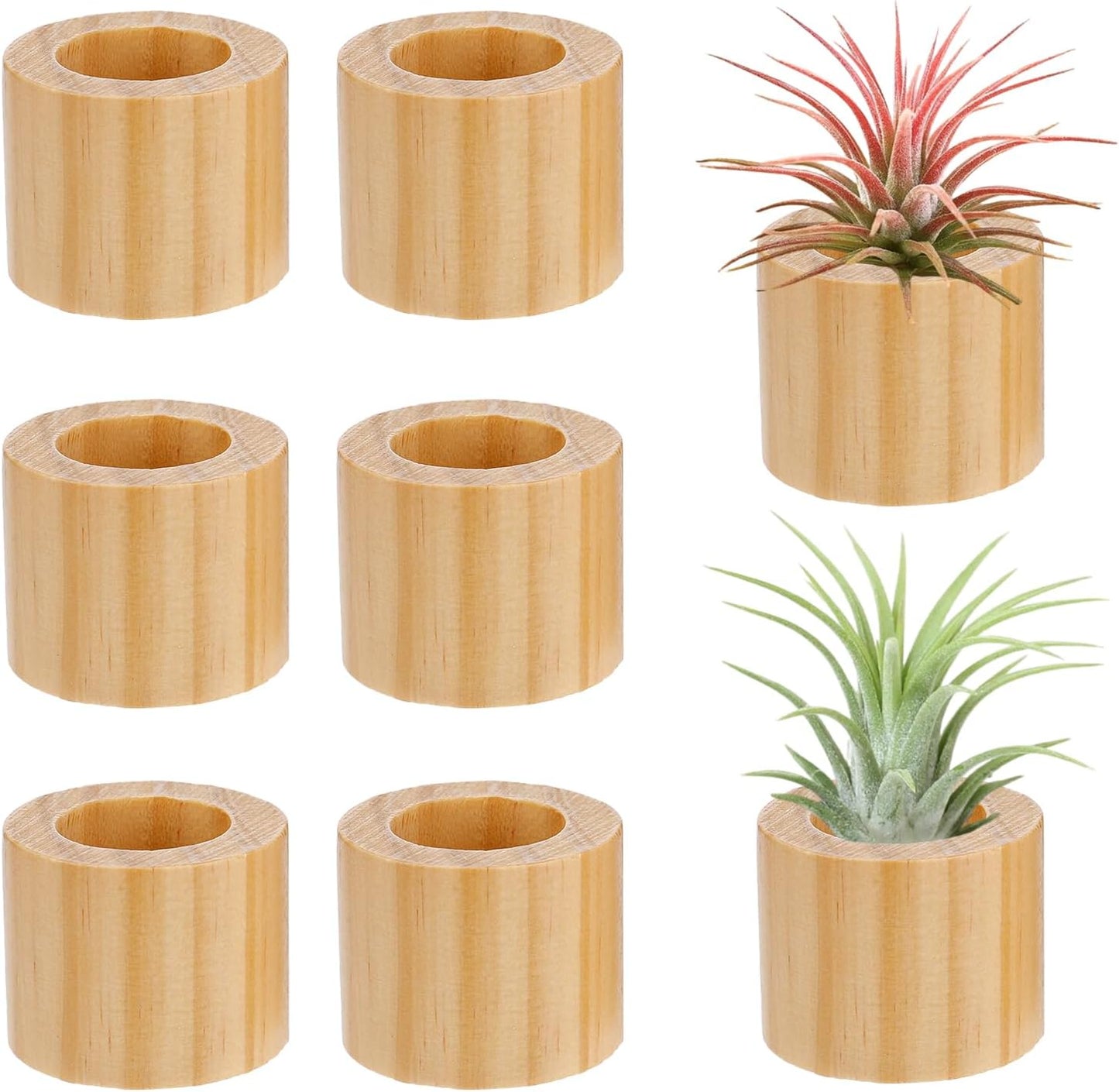 6 Soportes Madera Plantas Aire Estilo Rústico 1.2pulg