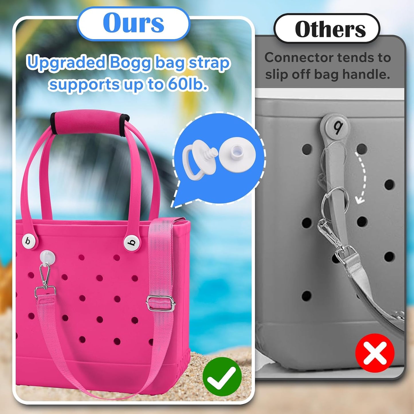 Correa ajustable para bolsas Bogg rosa intenso