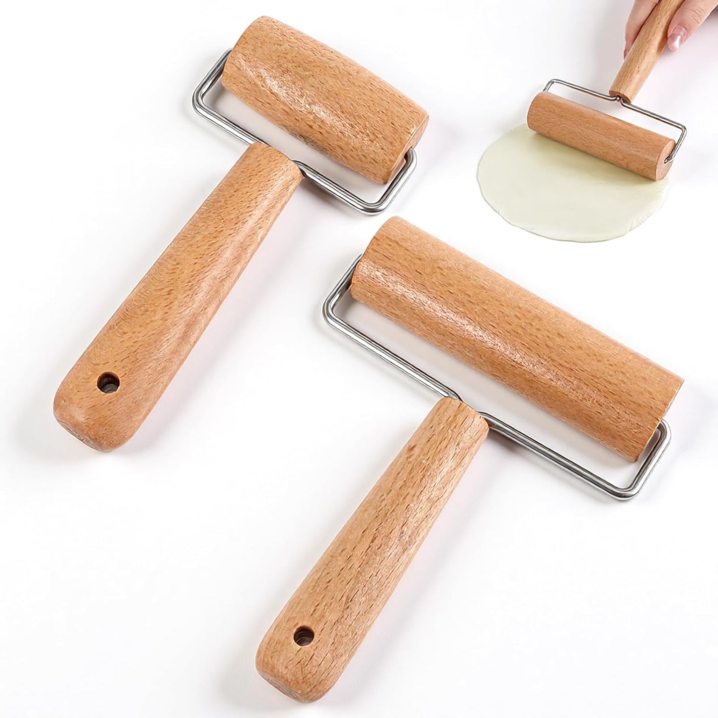 2 Rodillos Madera Antiadherente para Pizza Tortilla Cocina