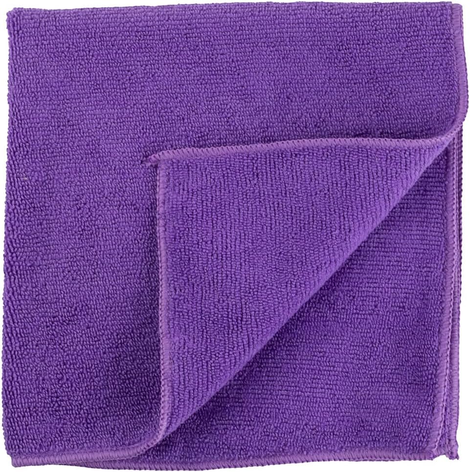 Paños limpieza 16x16pulg microfibra morada reutilizables
