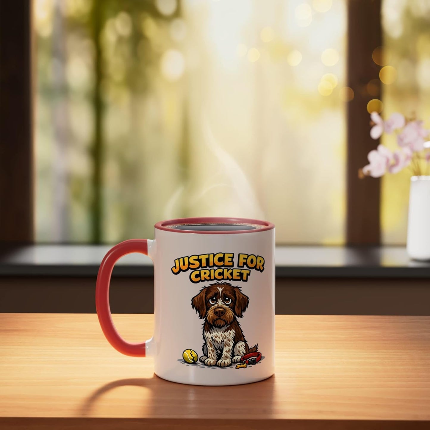 Taza cerámica Justice For Cricket Roja/Blanca