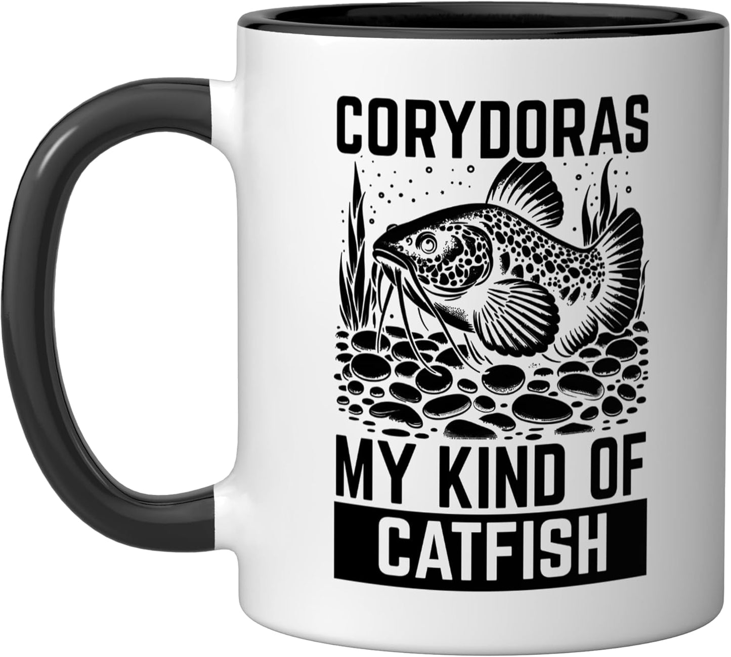 Taza Cerámica Peces de Agua Dulce Negro/Blanco