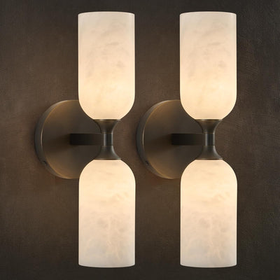 Aplique alabastro bronce 14pulg juego 2 luces pared baño vintage