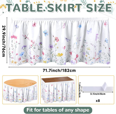 Falda de mesa floral 6 pies mantel de mariposa con volantes para mesas redondas y rectangulares