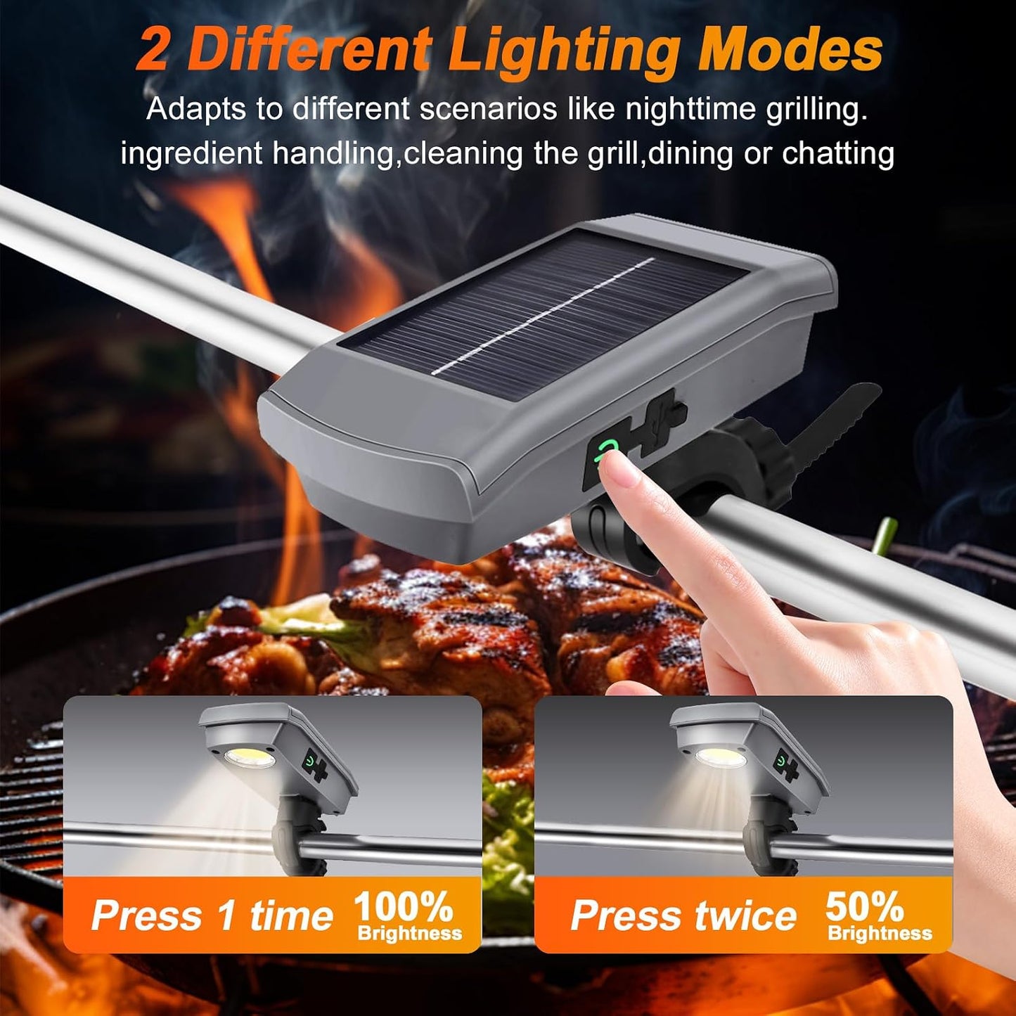Luces parrilla aire libre USB-C recargable brillo 2 niveles