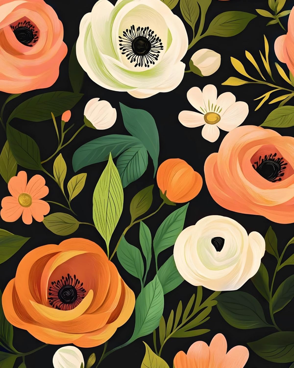 Papel tapiz floral bohemio 17.5x393pulg impermeable dormitorio