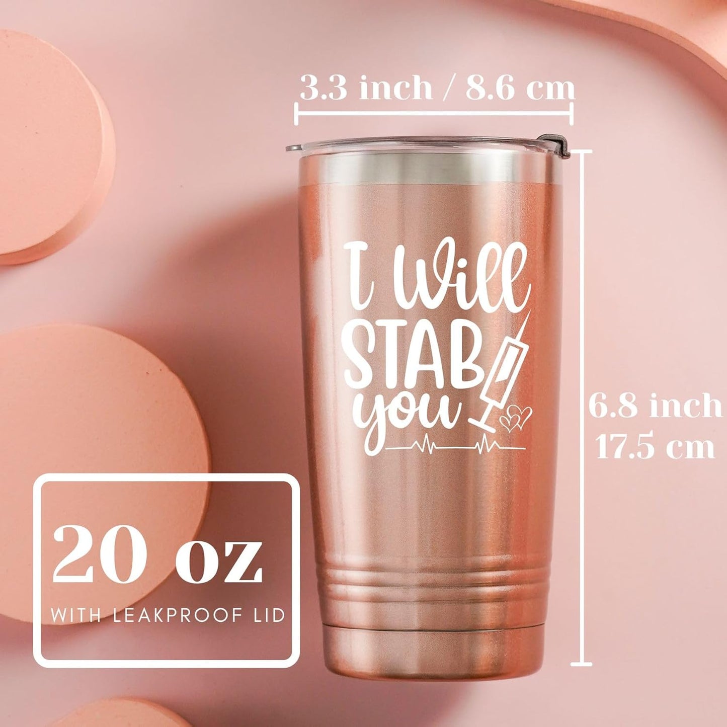 Vaso aislado para enfermeras regalo divertido de flebotomía 20 oz