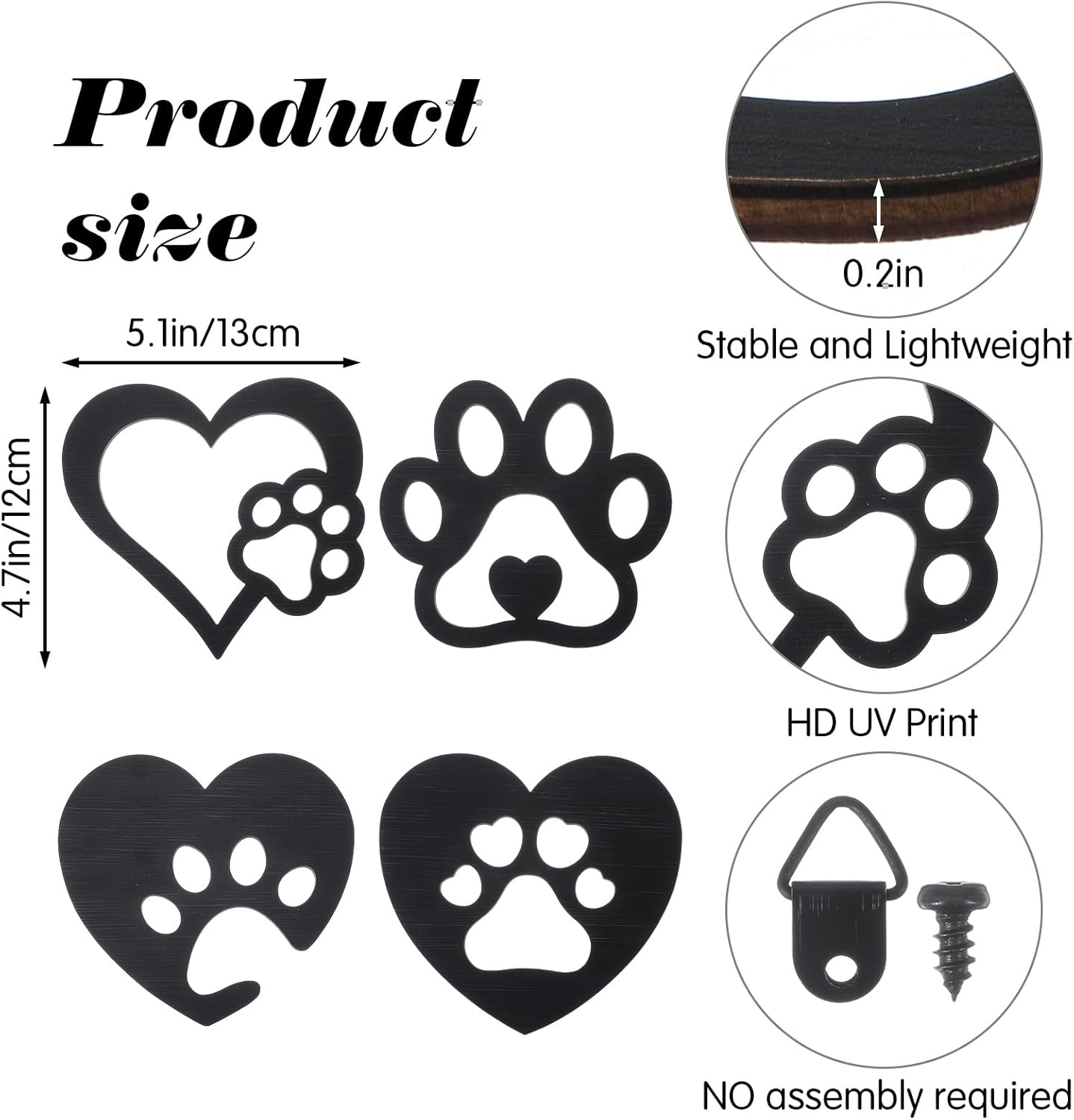 8 Pzas Decoración Pared Perro Letreros Madera Negra Hogar