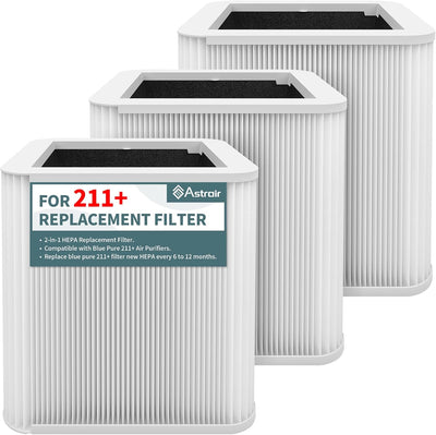 3 Filtros H13 True HEPA plegables para Blue Pure 211