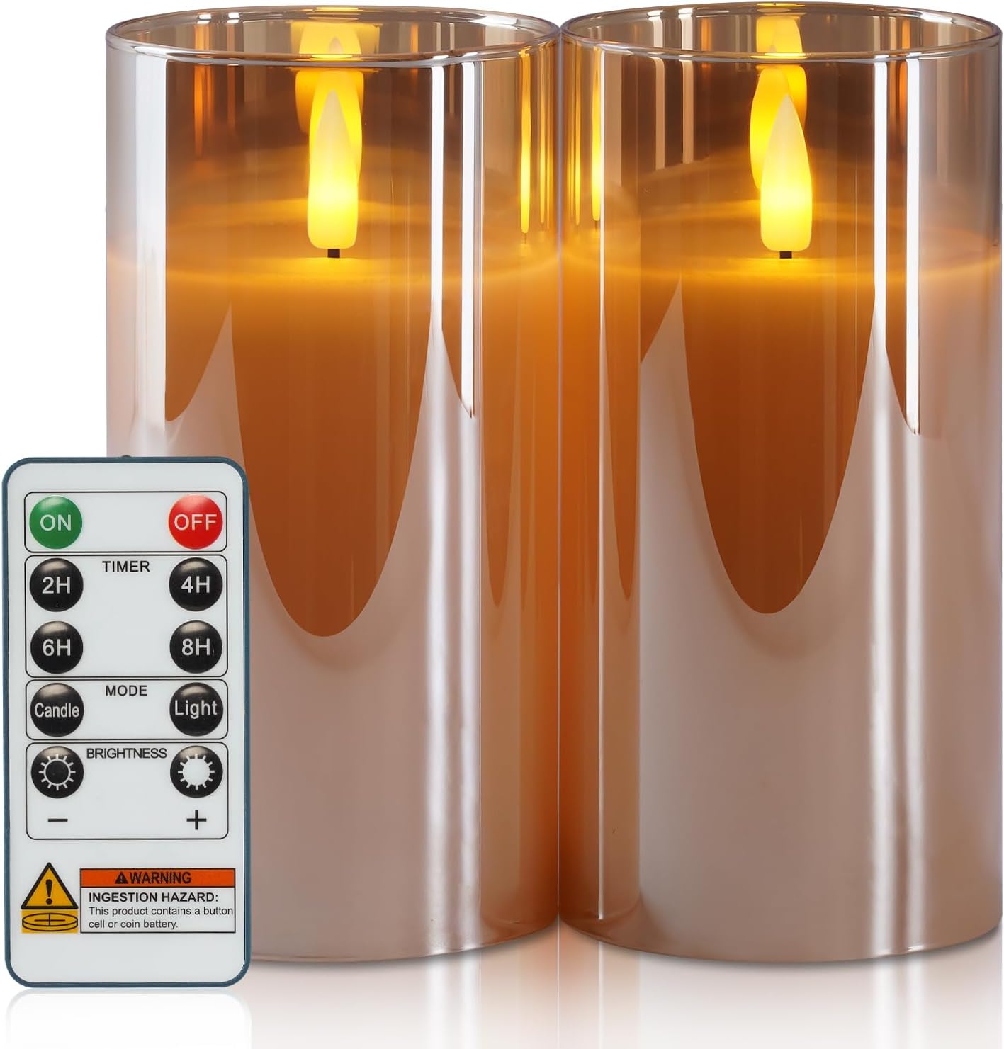 2 Velas LED Doradas Sin Llama Con Temporizador Hogar