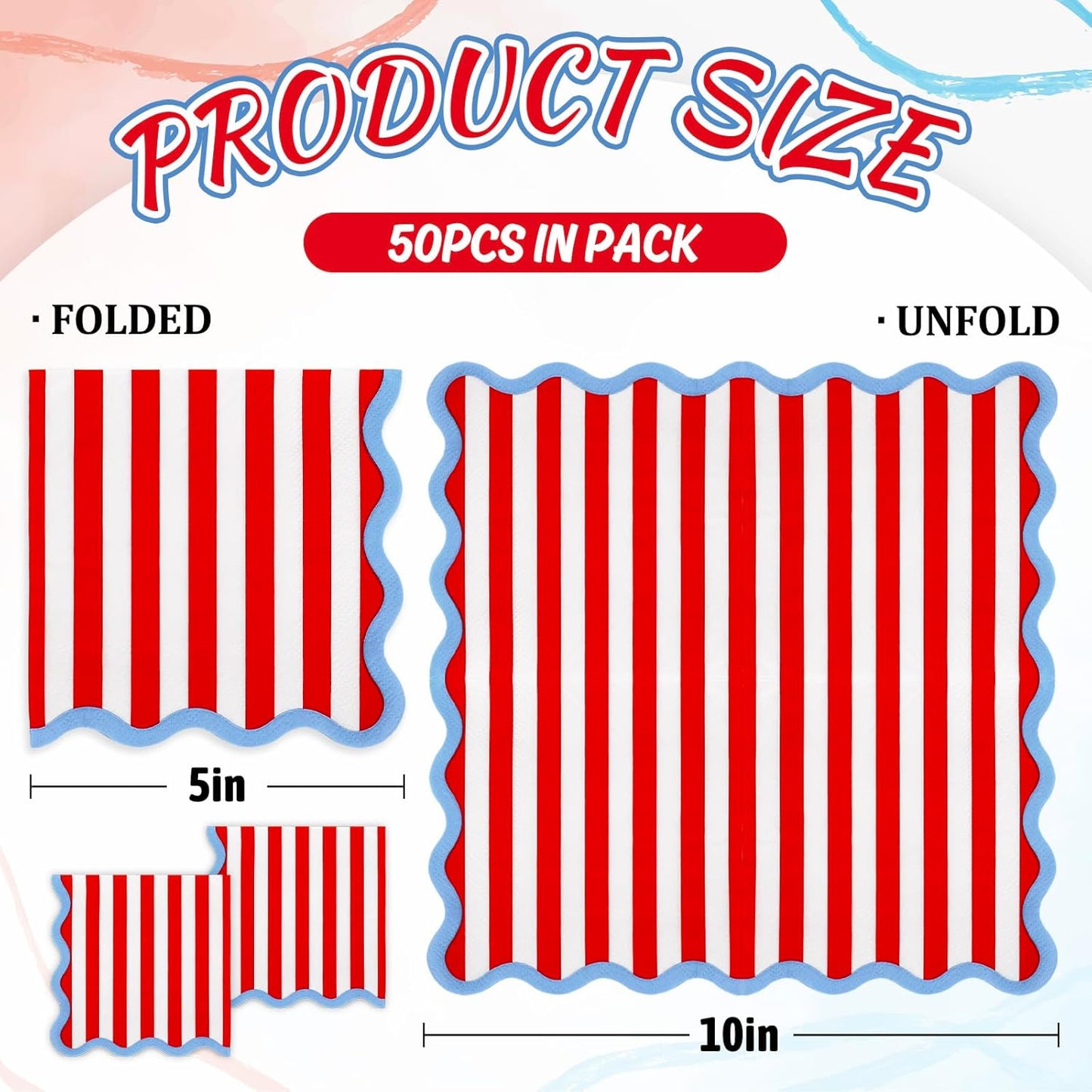 Servilletas de papel para coctel con borde azul estampado rojo y blanco JarThenaAMCS