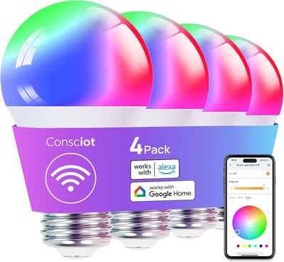 Bombilla Inteligente A19 RGB 800lm Compatible Apple Alexa