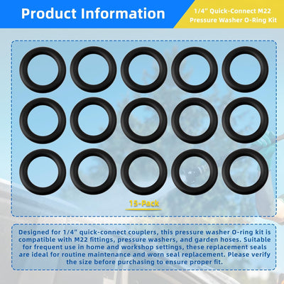 Juntas tóricas para lavadora presión acoplador 1/4 ″ comp M22