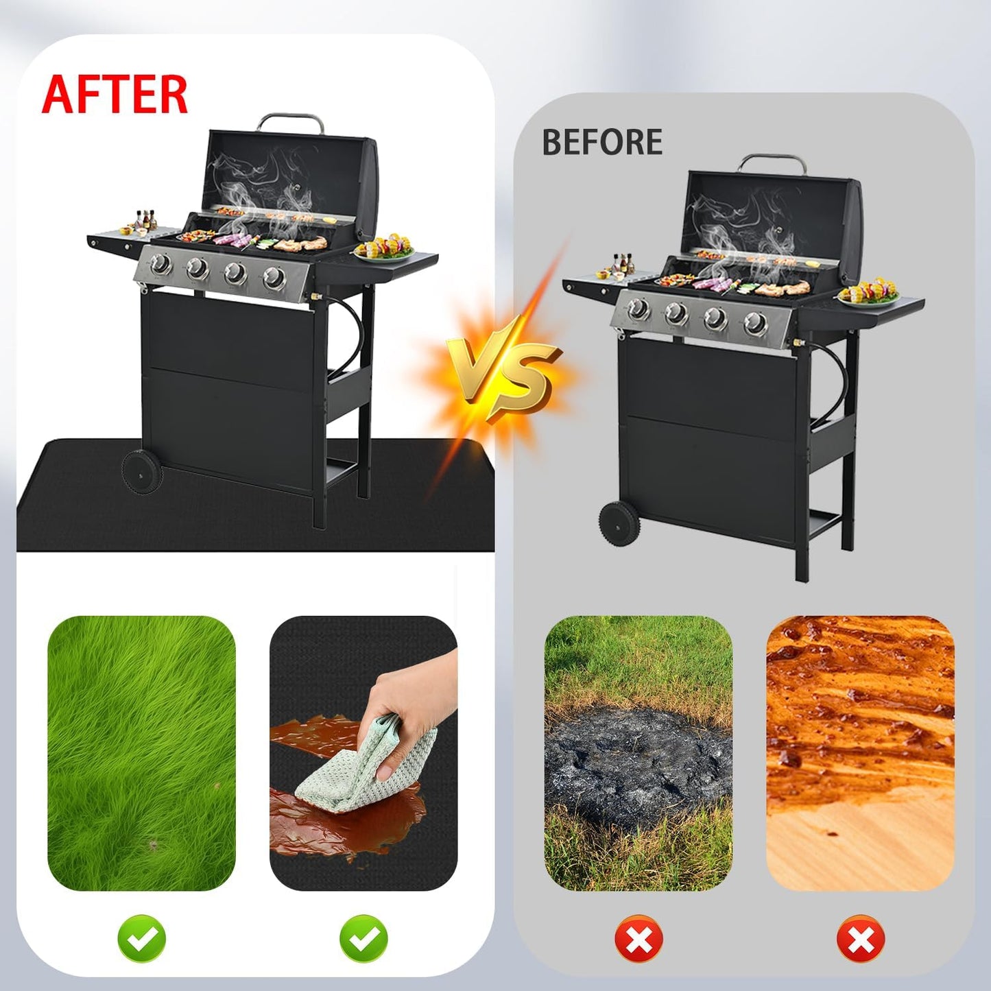 Tapete ignífugo para parrilla 60x40pulg resistente al calor