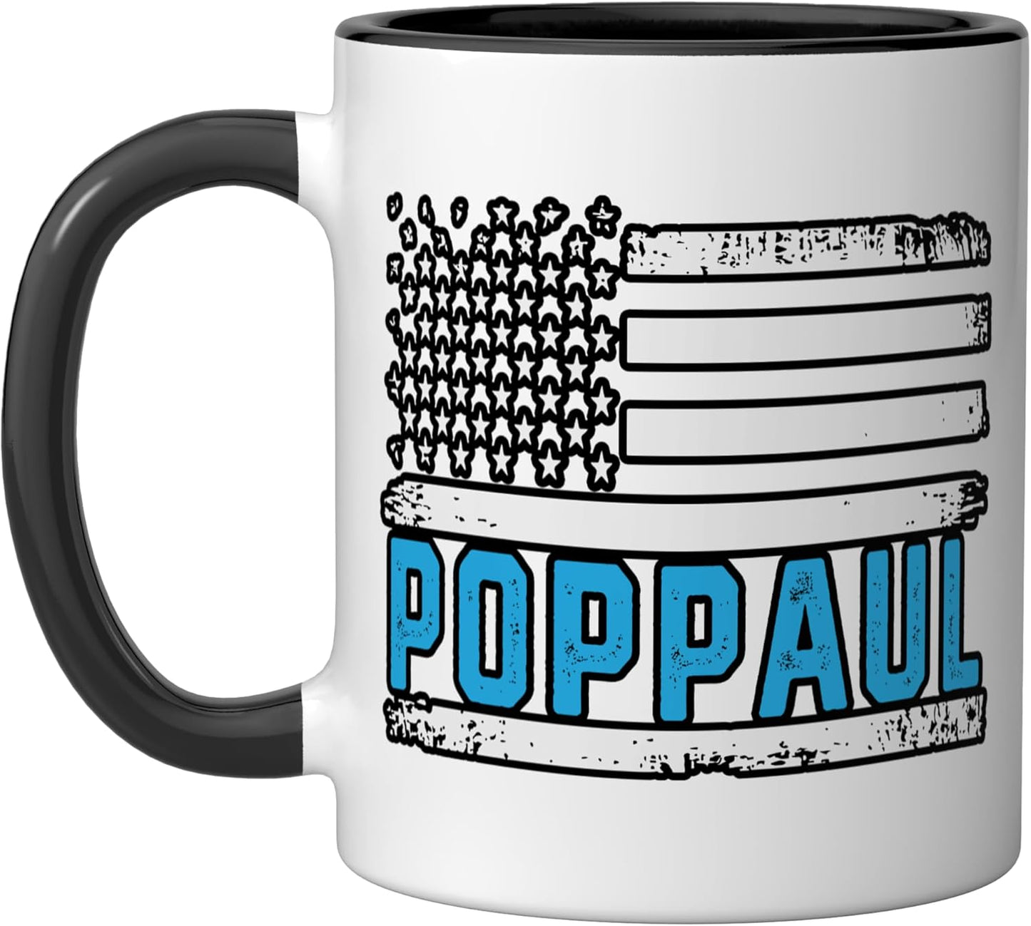 Taza Cerámica Bandera Americana Vintage Negro Blanco