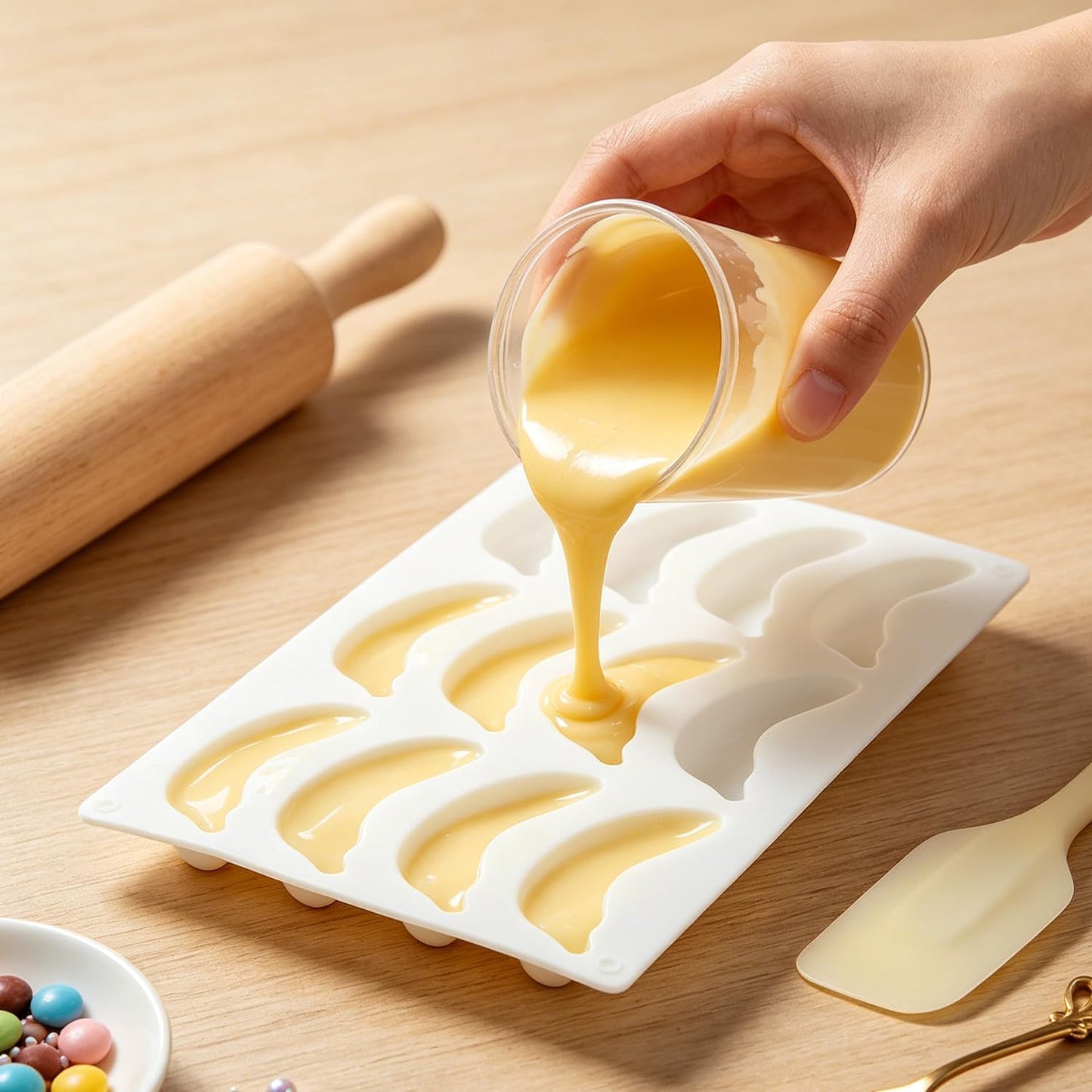 Moldes silicón plátano 12 cavidades para mousse chocolate caramelo