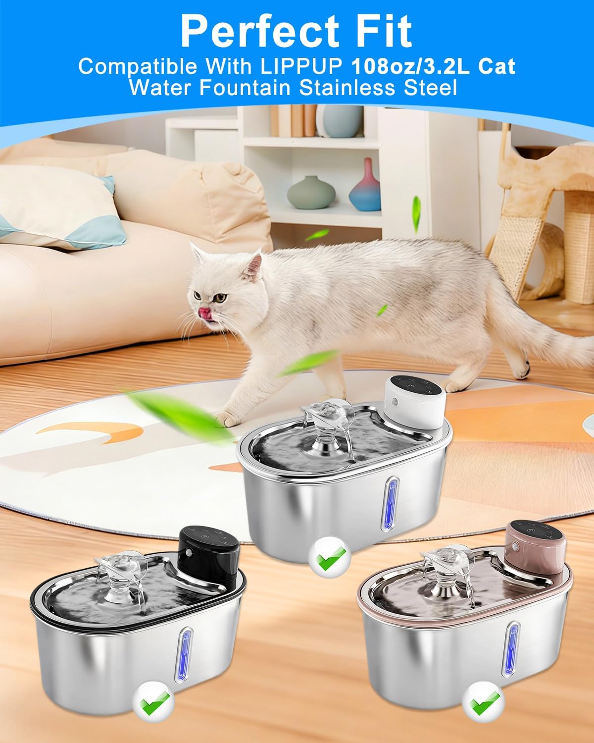Filtro agua gato 1212 pack LIPPUP 3.2L carbón activado