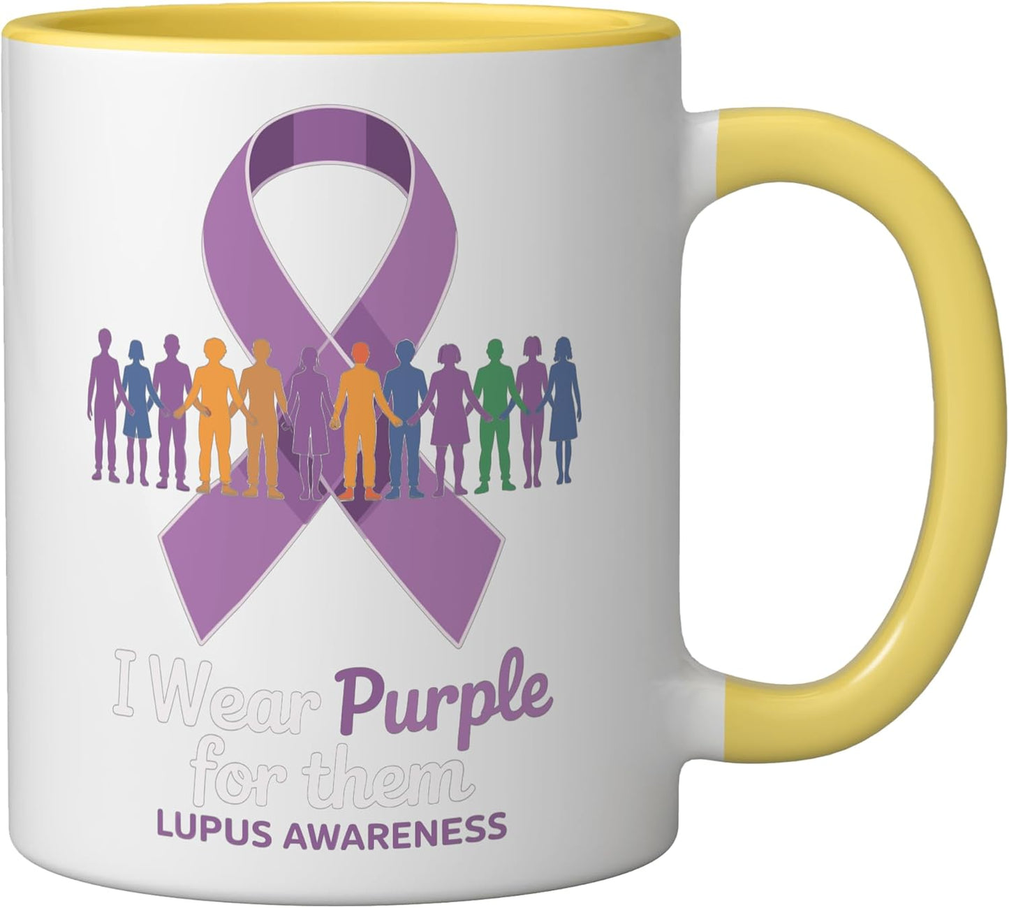 Taza Cerámica Lupus Mes de Conciencia Púrpura Amarillo/Blanco